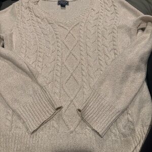 Chaps Beige Cable Knit Pullover